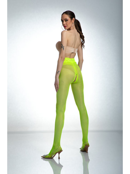 Amour Hip Lace punčochové kalhoty s otevřeným rozkrokem Fluo žluté 2