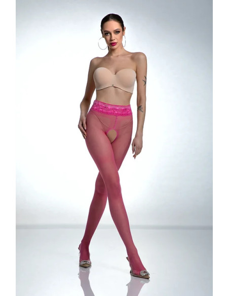 Punčochové kalhoty s otevřeným rozkrokem růžové Amour Hip Lace