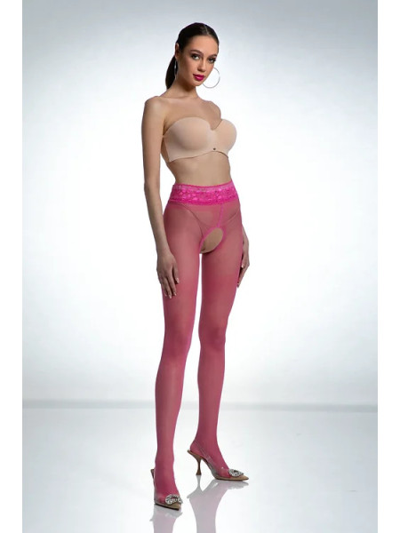 Punčochové kalhoty s otevřeným rozkrokem růžové Amour Hip Lace 2