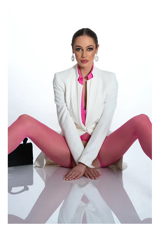 Punčochové kalhoty s otevřeným rozkrokem růžové Amour Hip Lace