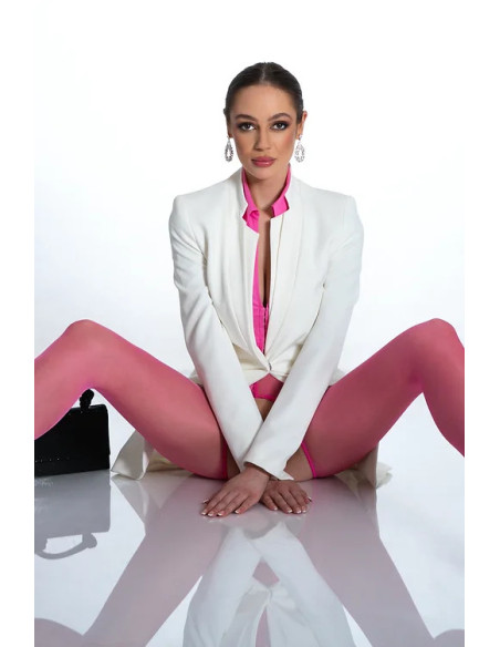 Punčochové kalhoty s otevřeným rozkrokem růžové Amour Hip Lace