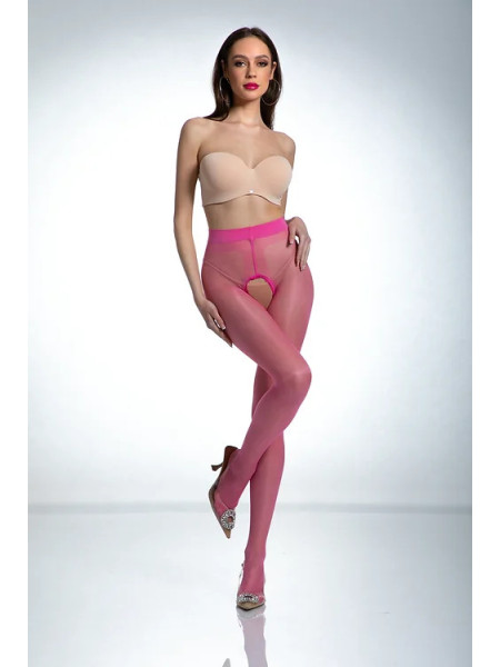 Amour Hip Gloss Pink lesklé punčochové kalhoty s dírkou