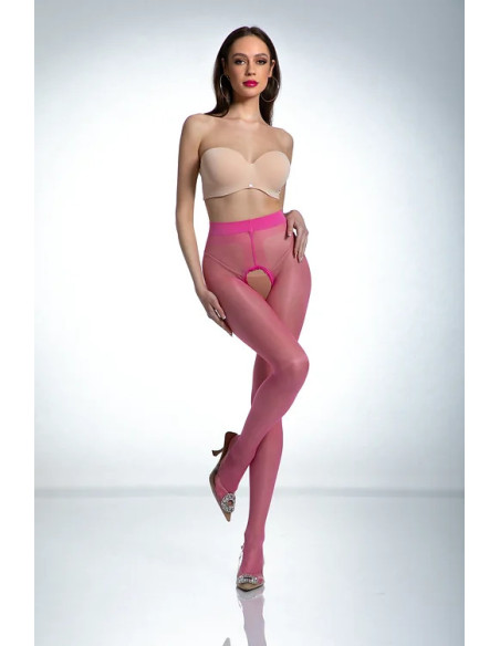 Amour Hip Gloss Pink lesklé punčochové kalhoty s dírkou
