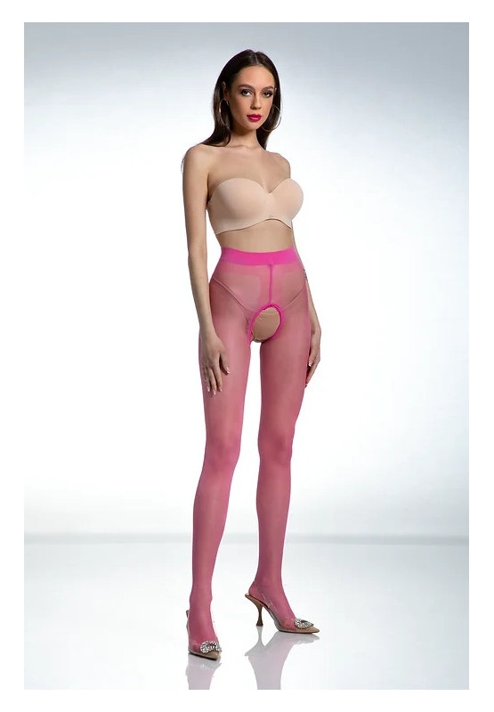 Amour Hip Gloss Pink lesklé punčochové kalhoty s dírkou