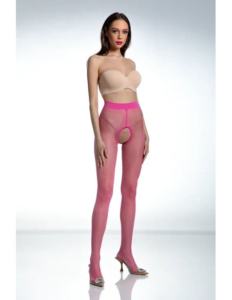 Amour Hip Gloss Pink lesklé punčochové kalhoty s dírkou