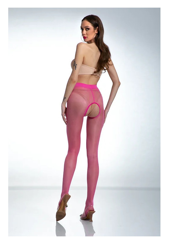 Amour Hip Gloss Pink lesklé punčochové kalhoty s dírkou