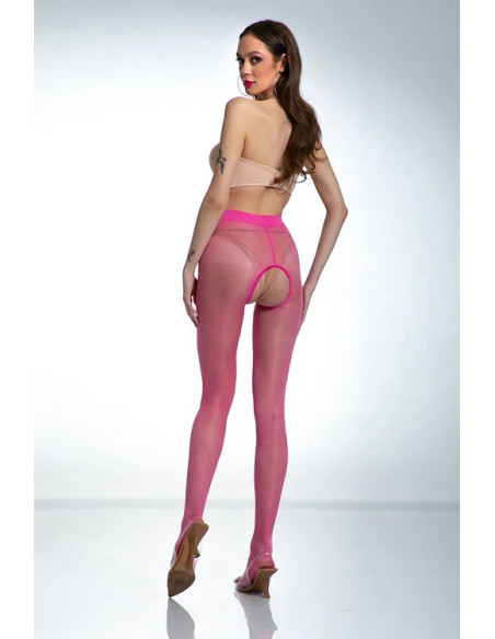 Amour Hip Gloss Pink lesklé punčochové kalhoty s dírkou