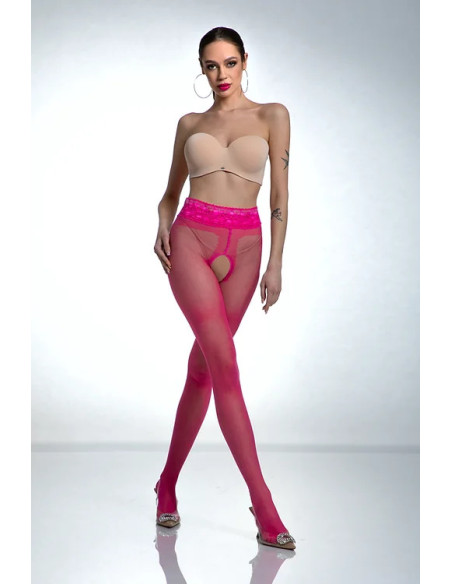 Punčochové kalhoty s otevřeným rozkrokem růžové Amour Hip Lace