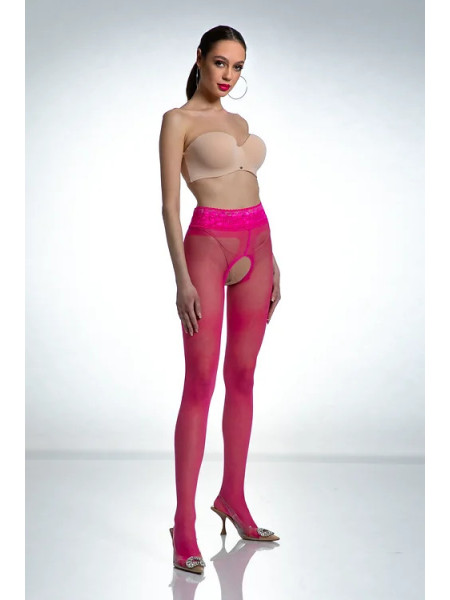Punčochové kalhoty s otevřeným rozkrokem růžové Amour Hip Lace 2