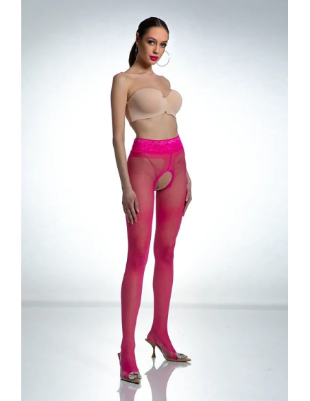 Punčochové kalhoty s otevřeným rozkrokem růžové Amour Hip Lace