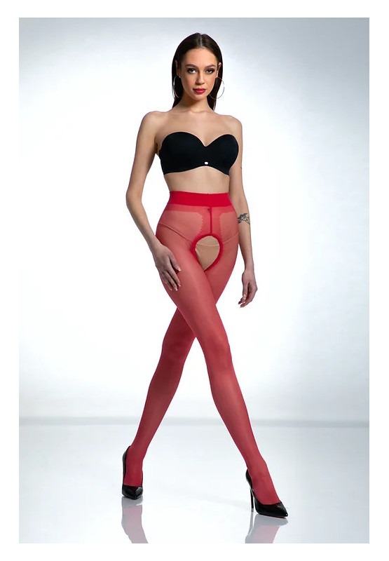 Punčochové kalhoty Red Amour Hip Gloss s dírkou v rozkroku, lesklé
