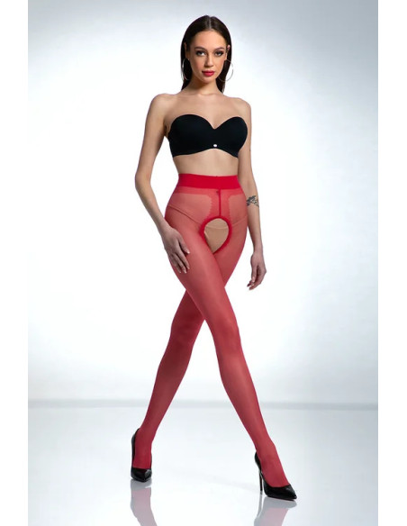 Punčochové kalhoty Red Amour Hip Gloss s dírkou v rozkroku, lesklé