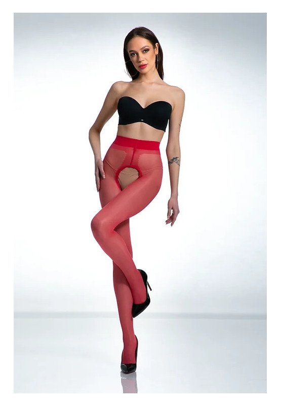 Punčochové kalhoty Red Amour Hip Gloss s dírkou v rozkroku, lesklé