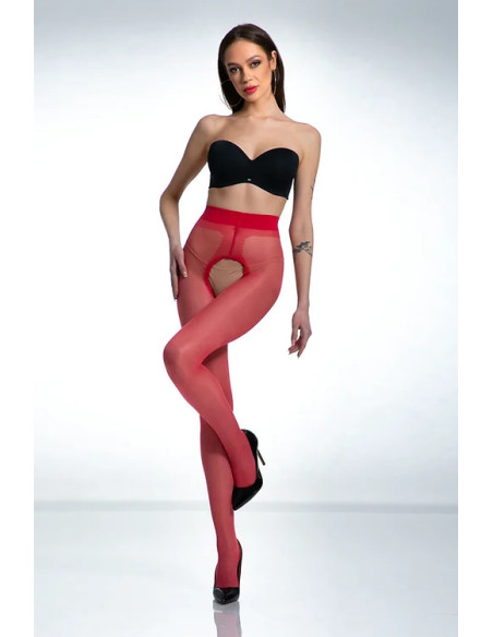 Punčochové kalhoty Red Amour Hip Gloss s dírkou v rozkroku, lesklé