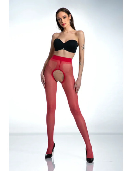 Punčochové kalhoty Red Amour Hip Gloss s dírkou v rozkroku, lesklé