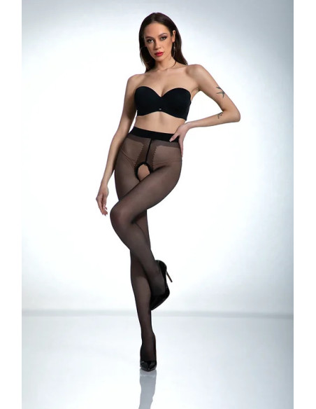 Black Amour Hip Gloss punčochové kalhoty s dírou v rozkroku, lesklé