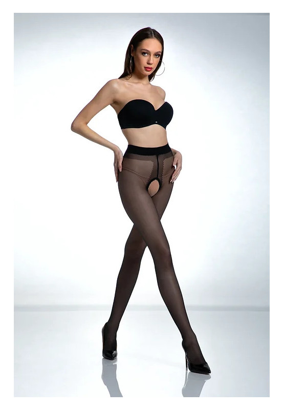 Black Amour Hip Gloss punčochové kalhoty s dírou v rozkroku, lesklé