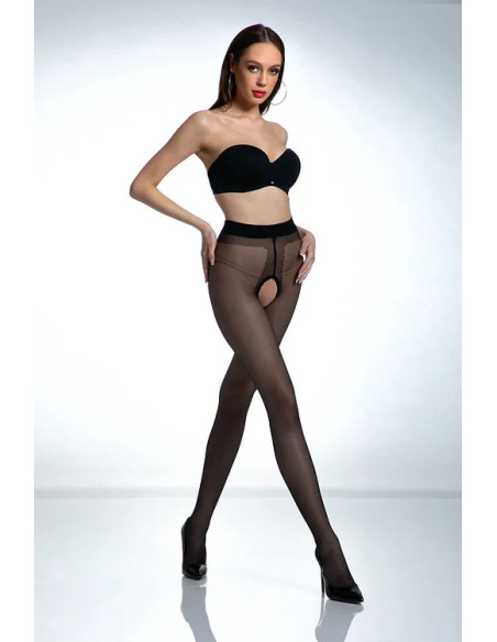 Black Amour Hip Gloss punčochové kalhoty s dírou v rozkroku, lesklé