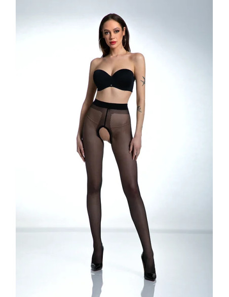 Black Amour Hip Gloss punčochové kalhoty s dírou v rozkroku, lesklé